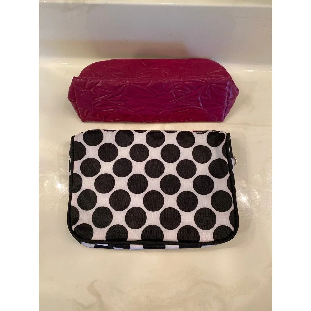 Thirty-One & Mary Kay Makeup Accessories Travel Bags‎ Black White Polka Dot Pink
